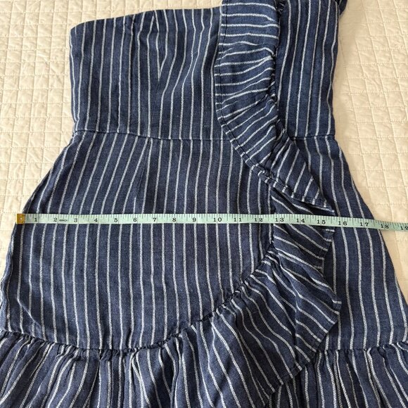 Alexis Konner one-shoulder striped mini dress in a blue and white linen blend, M - Picture 12 of 14